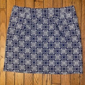 J. Crew Blue and White Patterned Mini Skirt
